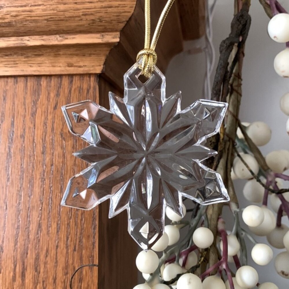 Vintage Mikasa Joyous Collection Crystal Snowflake Ornaments set of 3